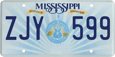 MS license plate ZJY599