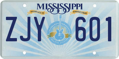 MS license plate ZJY601