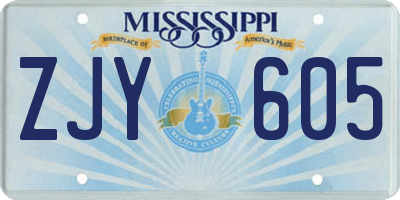 MS license plate ZJY605