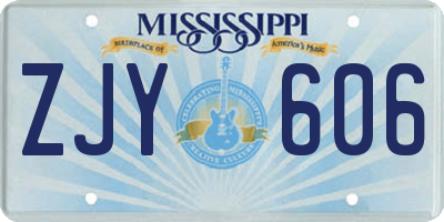 MS license plate ZJY606