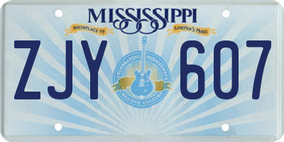 MS license plate ZJY607