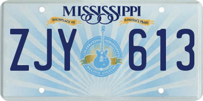 MS license plate ZJY613