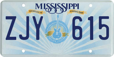 MS license plate ZJY615
