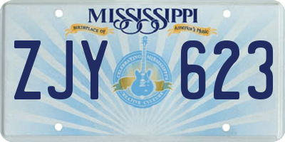 MS license plate ZJY623