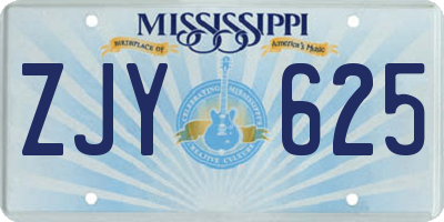 MS license plate ZJY625
