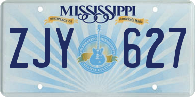 MS license plate ZJY627