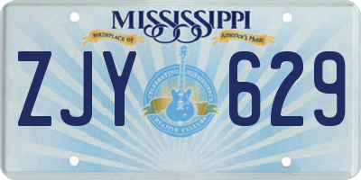 MS license plate ZJY629