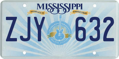 MS license plate ZJY632