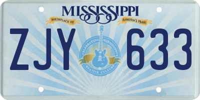 MS license plate ZJY633
