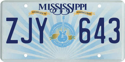 MS license plate ZJY643
