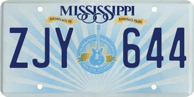 MS license plate ZJY644