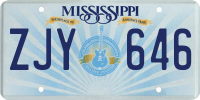 MS license plate ZJY646
