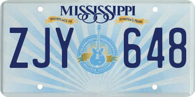 MS license plate ZJY648