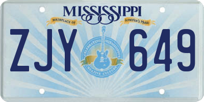 MS license plate ZJY649