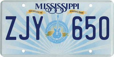 MS license plate ZJY650