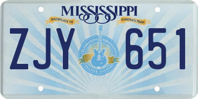 MS license plate ZJY651