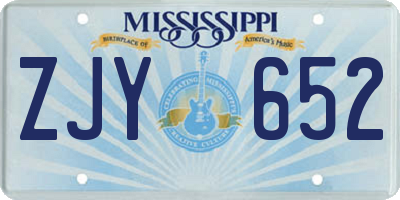 MS license plate ZJY652