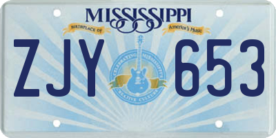 MS license plate ZJY653