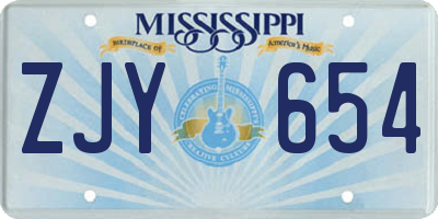 MS license plate ZJY654