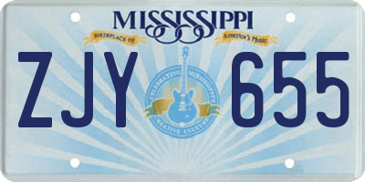 MS license plate ZJY655