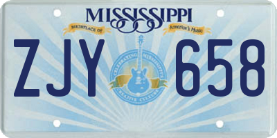 MS license plate ZJY658