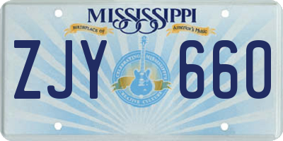 MS license plate ZJY660