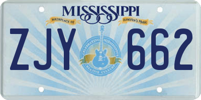 MS license plate ZJY662