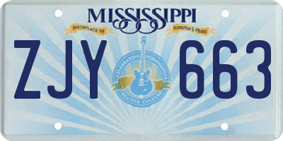 MS license plate ZJY663