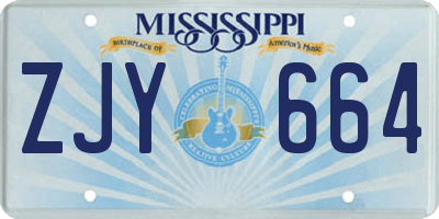 MS license plate ZJY664