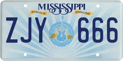 MS license plate ZJY666