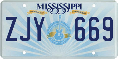 MS license plate ZJY669