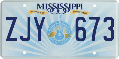 MS license plate ZJY673