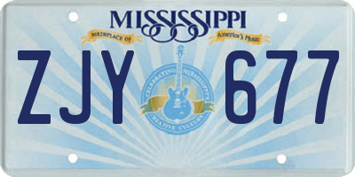 MS license plate ZJY677