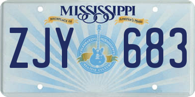 MS license plate ZJY683