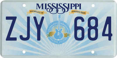 MS license plate ZJY684
