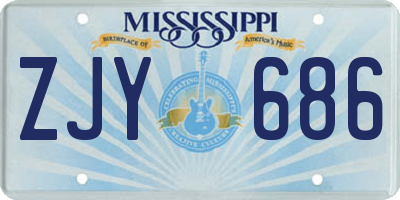 MS license plate ZJY686
