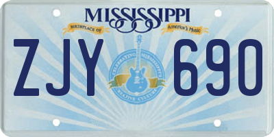 MS license plate ZJY690