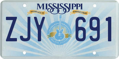 MS license plate ZJY691