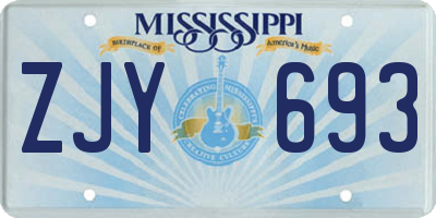 MS license plate ZJY693