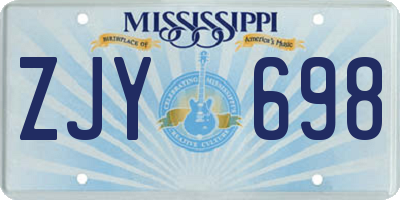 MS license plate ZJY698