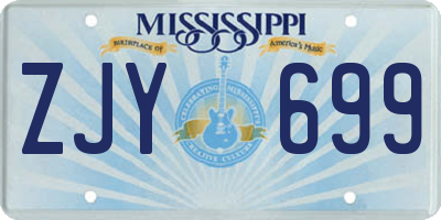 MS license plate ZJY699