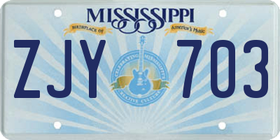 MS license plate ZJY703