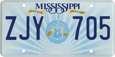 MS license plate ZJY705