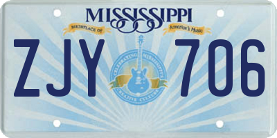 MS license plate ZJY706