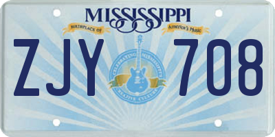 MS license plate ZJY708