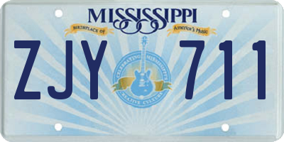 MS license plate ZJY711