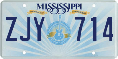 MS license plate ZJY714