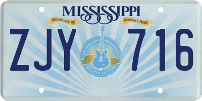 MS license plate ZJY716