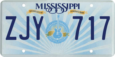 MS license plate ZJY717