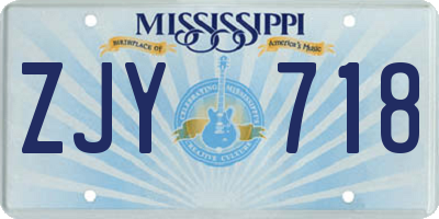 MS license plate ZJY718